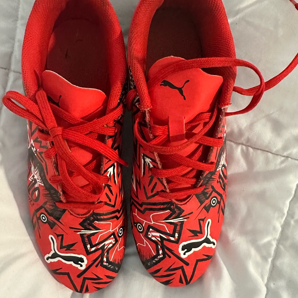Puma Kids Red Graphic Soccer Cleats